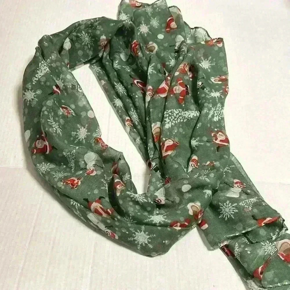 ❤️ 100% Viscose Scarf Santa Snowflakes Snowman Print Lightweight Festive Gift - Picture 3 of 5